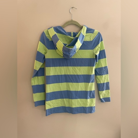 Vineyard Vines Blue and Green Striped Long Sleeve Tee Short with Hood - Picture 5 of 5